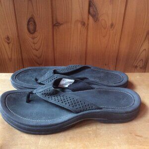 Rafters Black Genuine Leather Flip-Flop Beach Non-Marking Mens Sandal Size 12